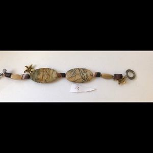 Segmented Bead Bracelet- tans w bronze starfish 18